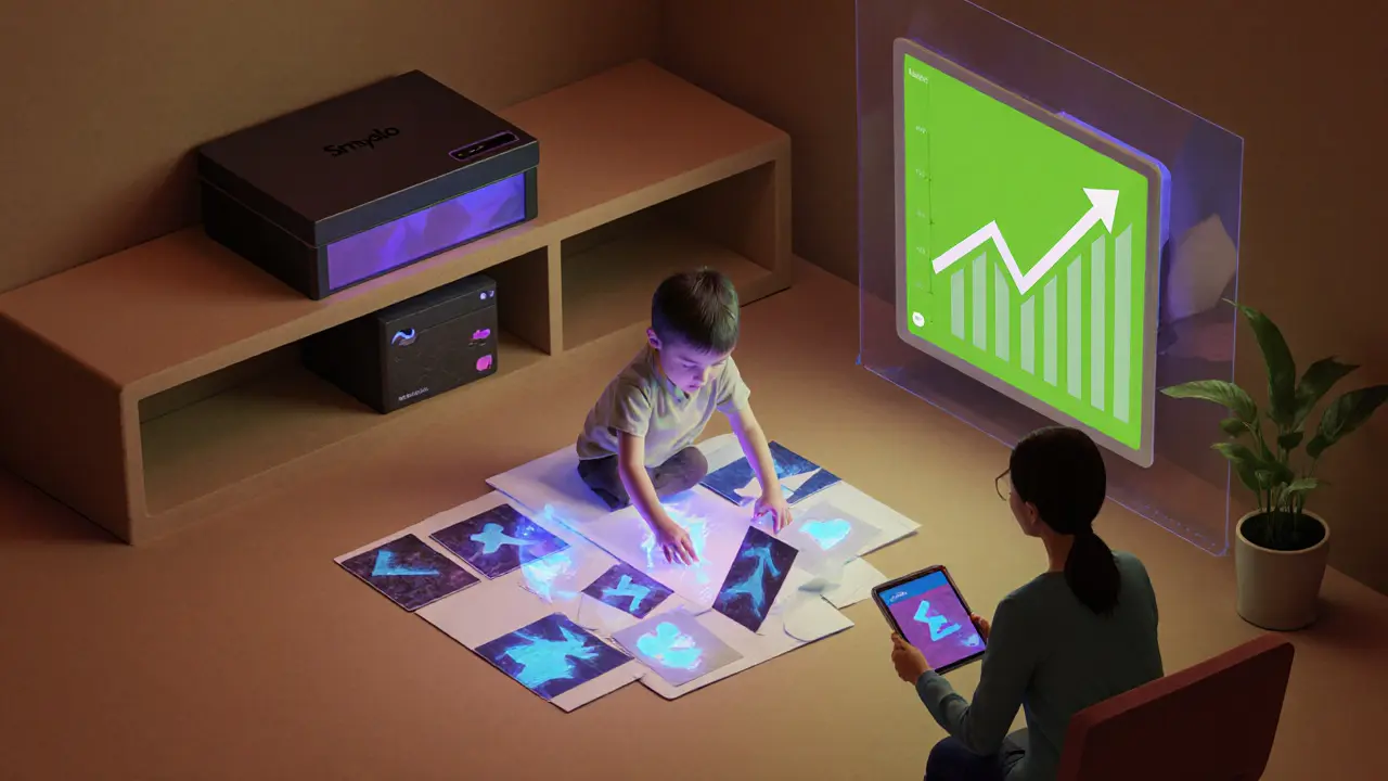 Moderní terapie s AR kartičkami, personalizovanou sadou a grafem růstu trhu.