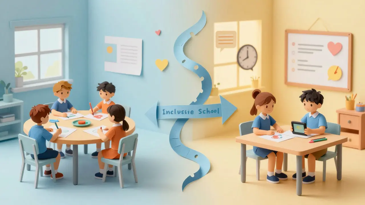 Hybridní škola: dítě přechází mezi běžnou a speciální třídou