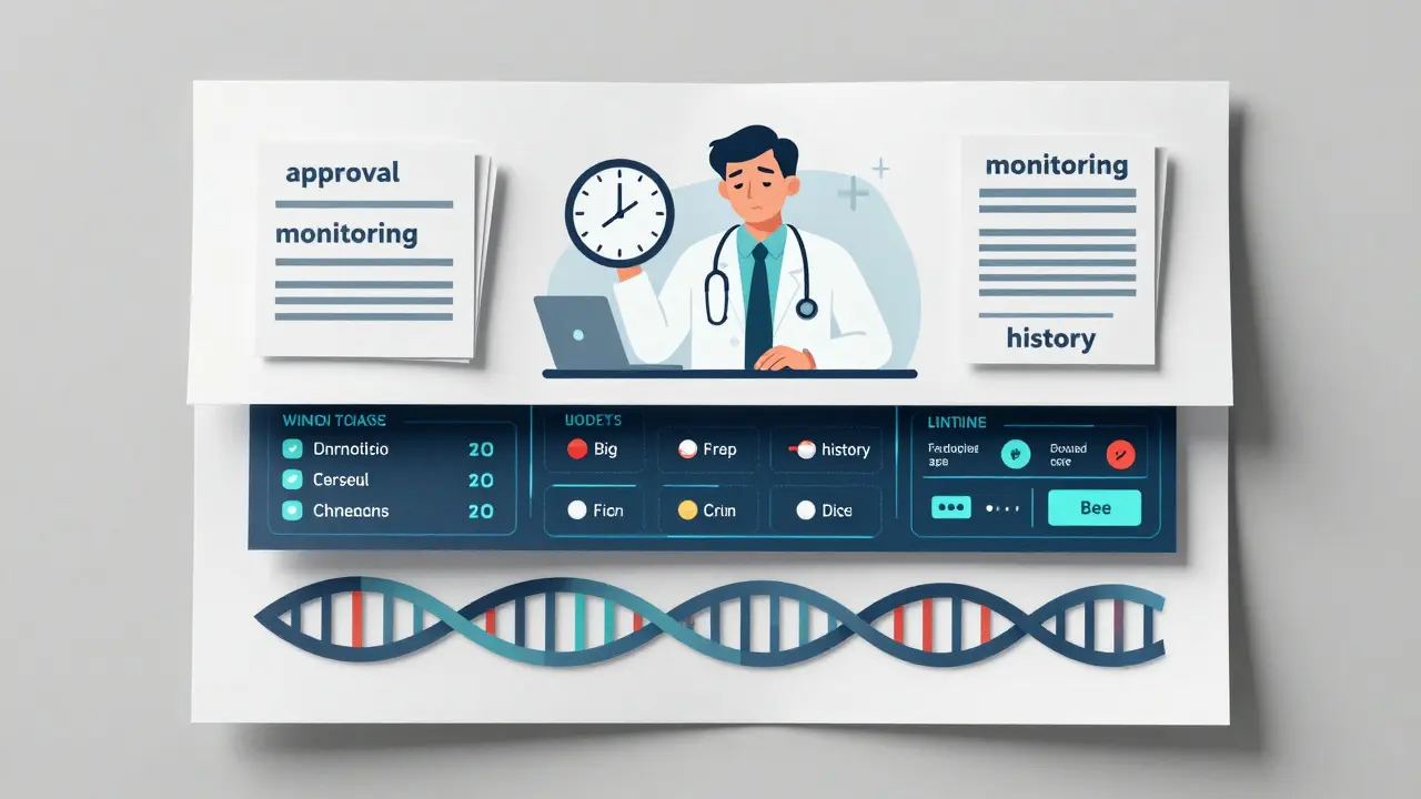 Lékař s hodinami a dokumenty, které symbolizují administrativní zpoždění při léčbě akutní krize v české zdravotnictví.