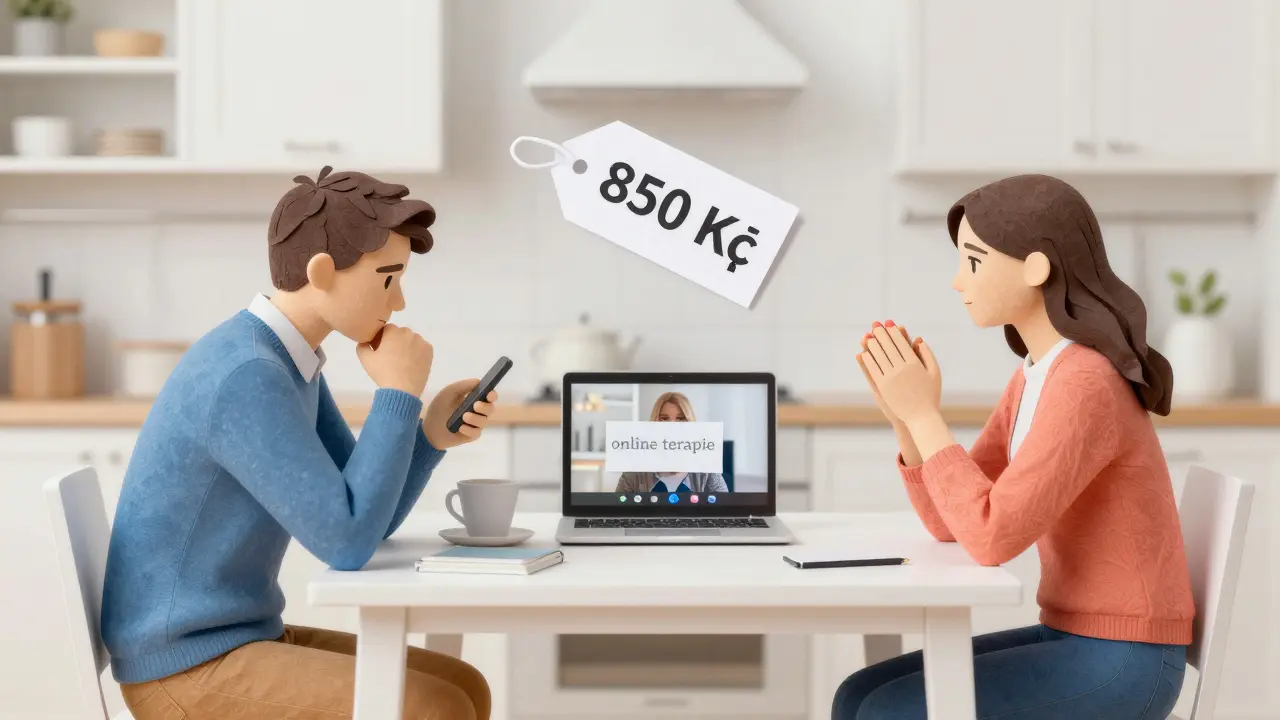 Dvě scény téhož párku: jedna s telefonem, druhá s Zoomem a cenou 850 Kč.