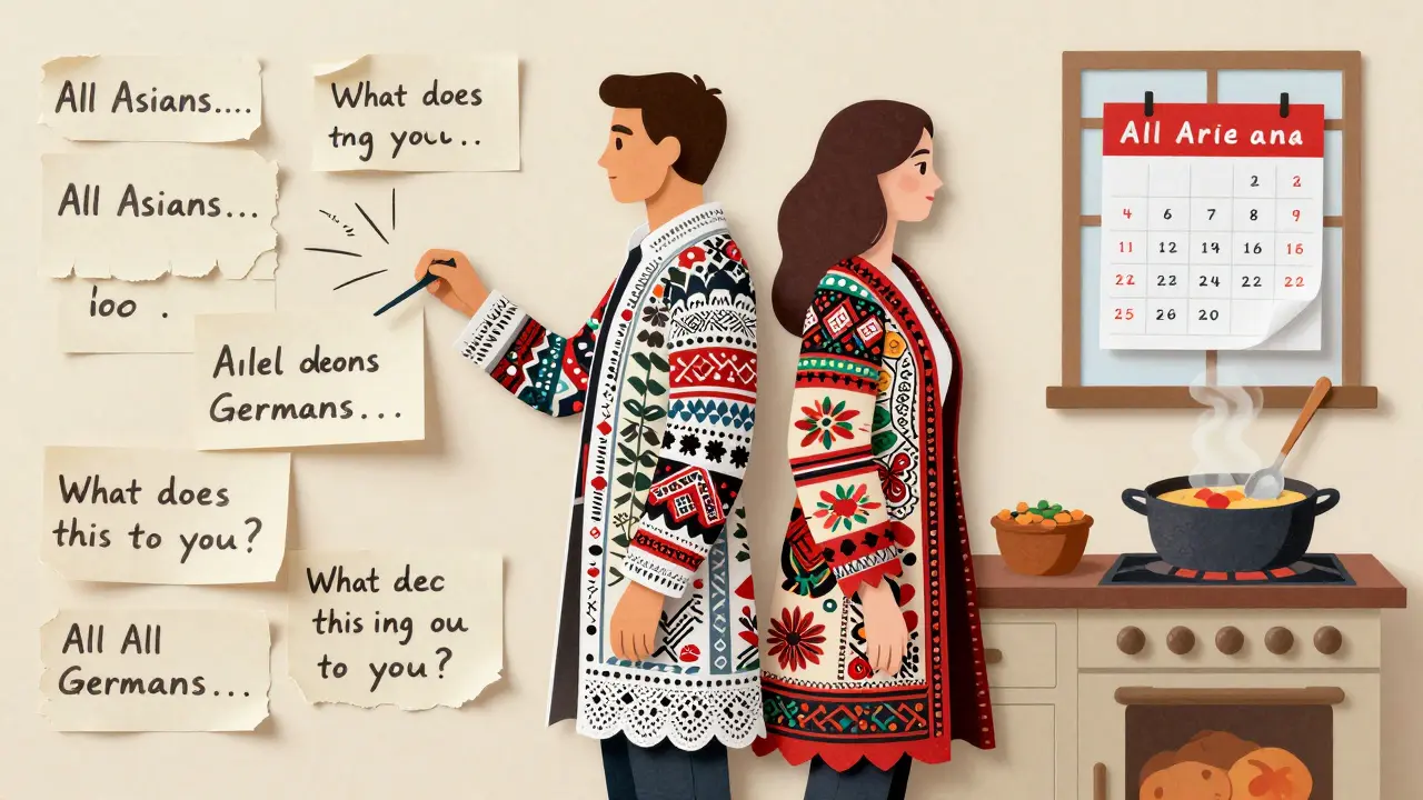 Pár v pláště z kombinace českých a indických vzorů, zatímco stereotypy mizí a vzniká společná kultura.