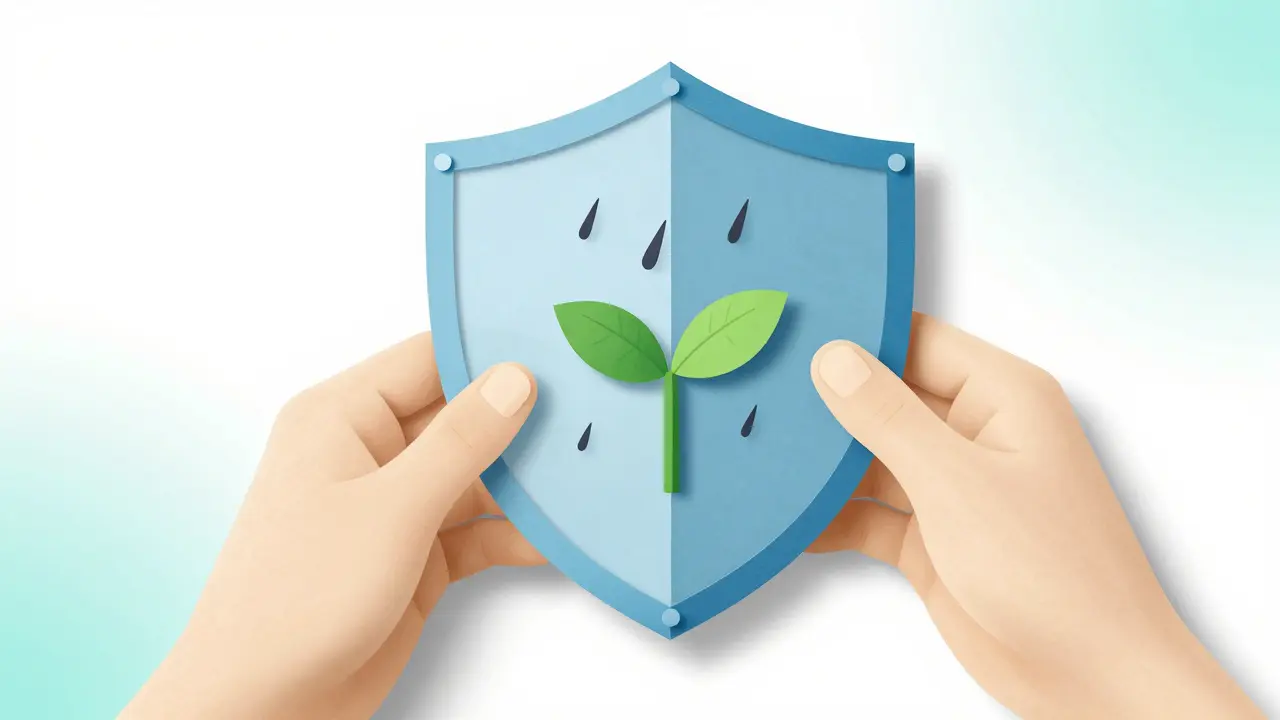 Papírová ilustrace ochranného štítu symbolizující stabilitu léčby.