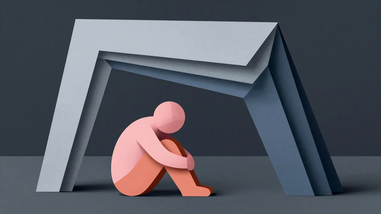 Ilustrace z papíru ukazující emocionální bagatelizaci a asymetrii moci mezi klientem a terapeutem