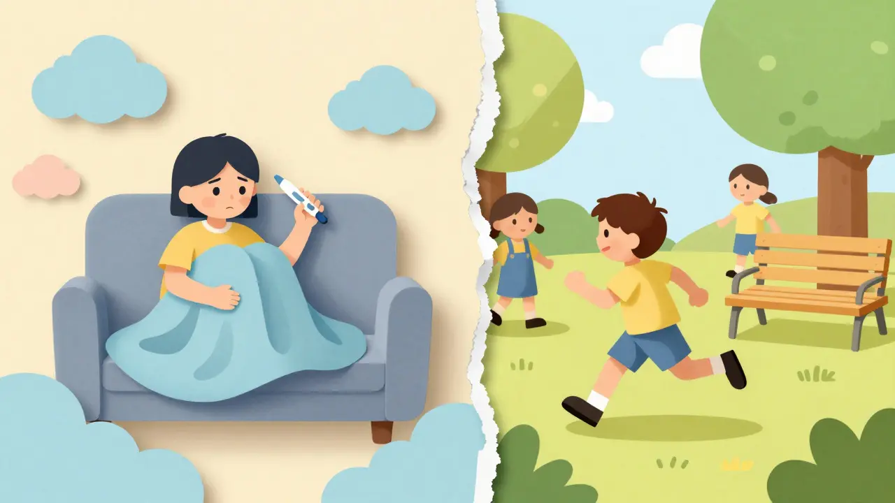 Rozdíl mezi fobií doma a záškoláctvím venku, ilustrace z papíru