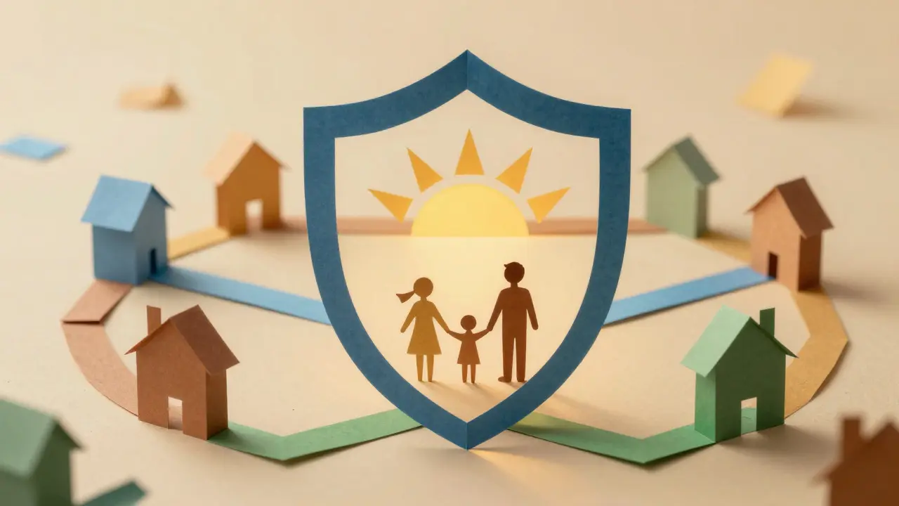 Family protected by a multi-layered paper shield against chaos