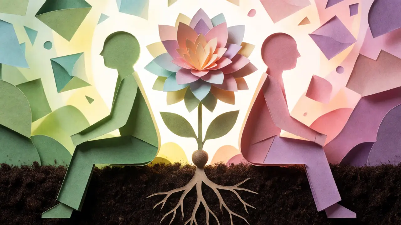 Papírová ilustrace terapeutického vztahu