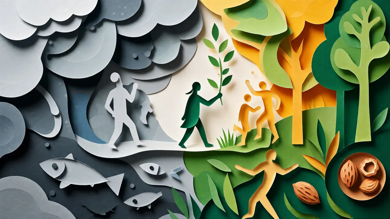 Abstraktní ilustrace přechodu z izolace k aktivitě a energii